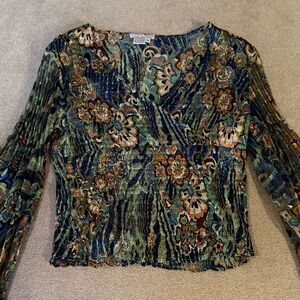 Alberto Makali Multicolor Floral Velvet Blouse